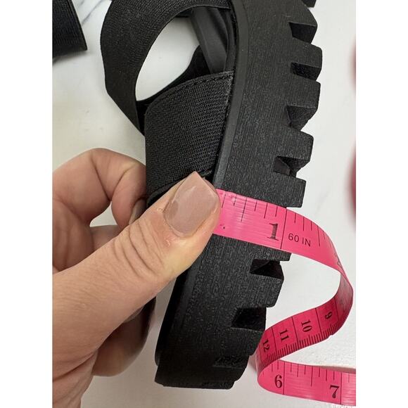 Mudd Womens Y2K Black Platform Block Heel Sandals 8.5 Lug Sole Stretch Straps - Picture 8 of 9